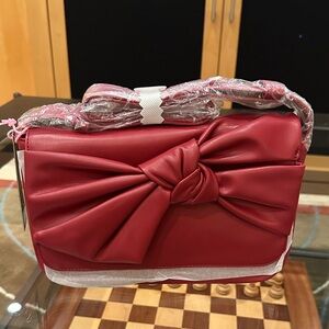 Elegant Red Bow Women's Shoulder Bag